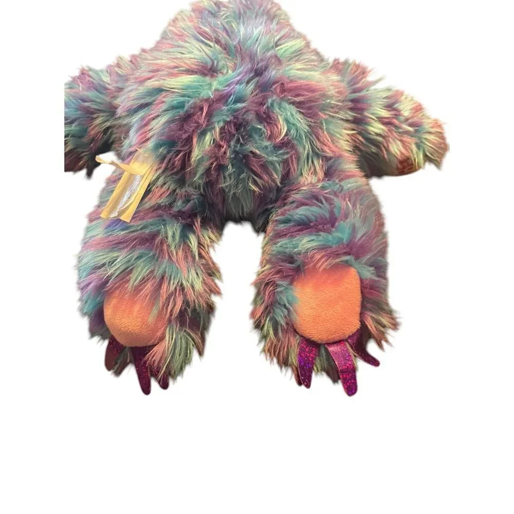 Build-A-Bear Workshop Purple Blue Fluffy Stripe Sloth Plush Stuffed Animal 14
